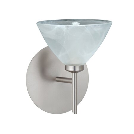 Besa Lighting Domi Mini Sconce, Marble, Satin Nickel Finish, 1x5W LED 1SW-174352-LED-SN
